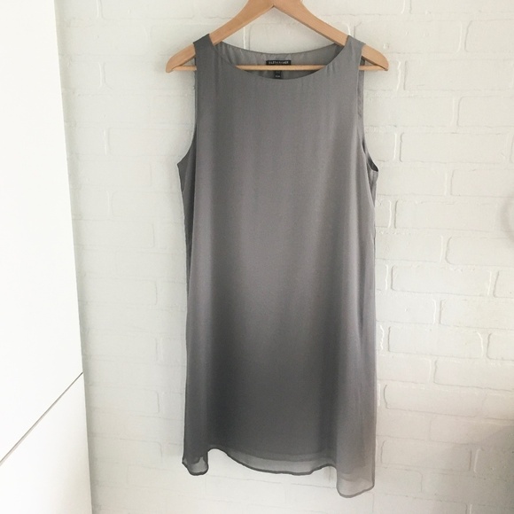 Eileen Fisher Mini Dress Sleeveless 100% Silk Gray Ombré Minimalist Sz S Petite - Picture 3 of 15